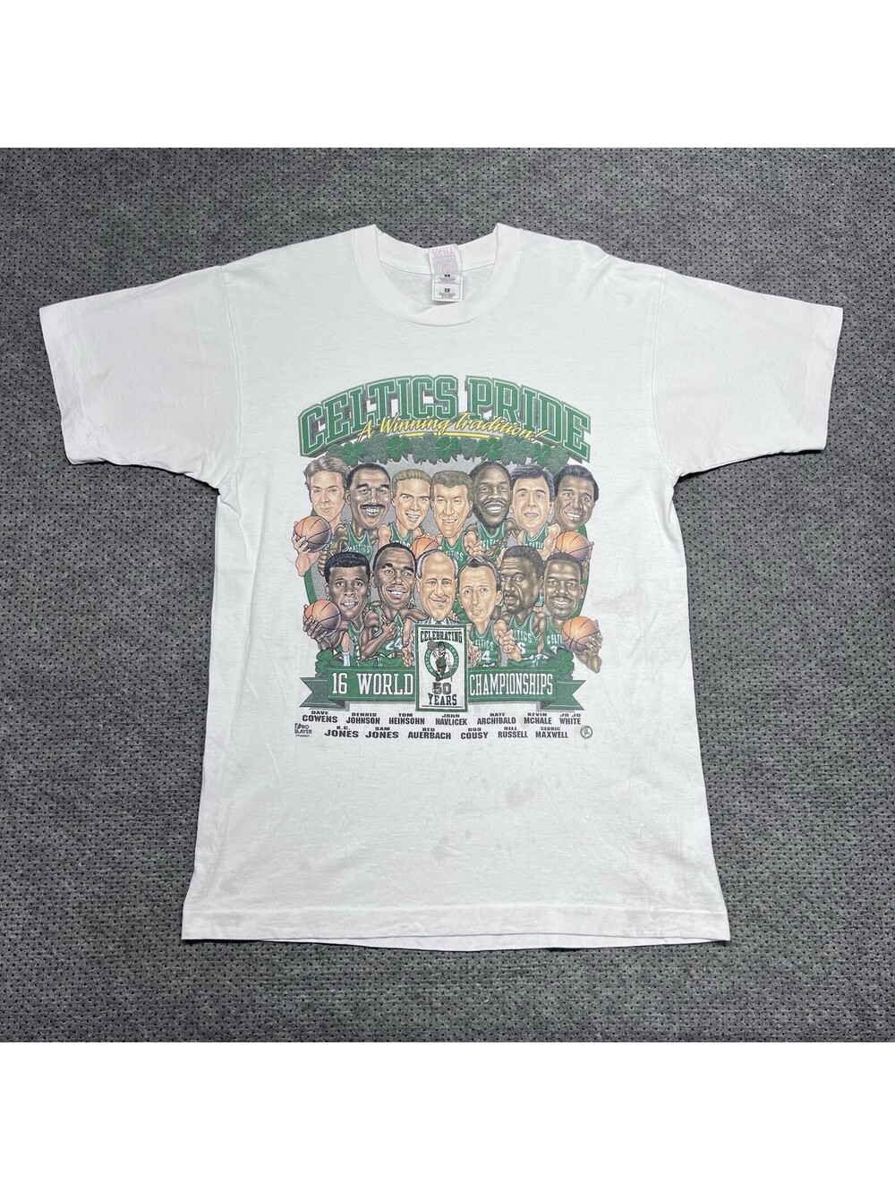Vintage 90S Boston Celtics Nba World Champions Caricature T-Shirt Large RARE MEN